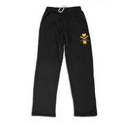 Softball Fleece Sweatpants - Crossed Softball Bats [Adult Medium/Black] - SS