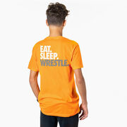 Wrestling Short Sleeve T-Shirt - Eat Sleep Wrestle (Stack) (Back Design)