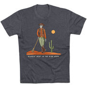 Guys Lacrosse Short Sleeve T-Shirt - Slingin Heat In The High Noon