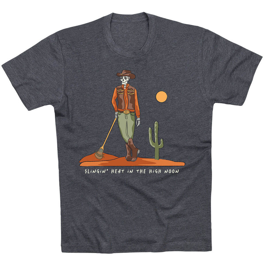 Guys Lacrosse Short Sleeve T-Shirt - Slingin Heat In The High Noon