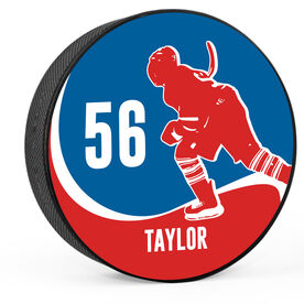 Personalized Player with Team Colors Hockey Puck