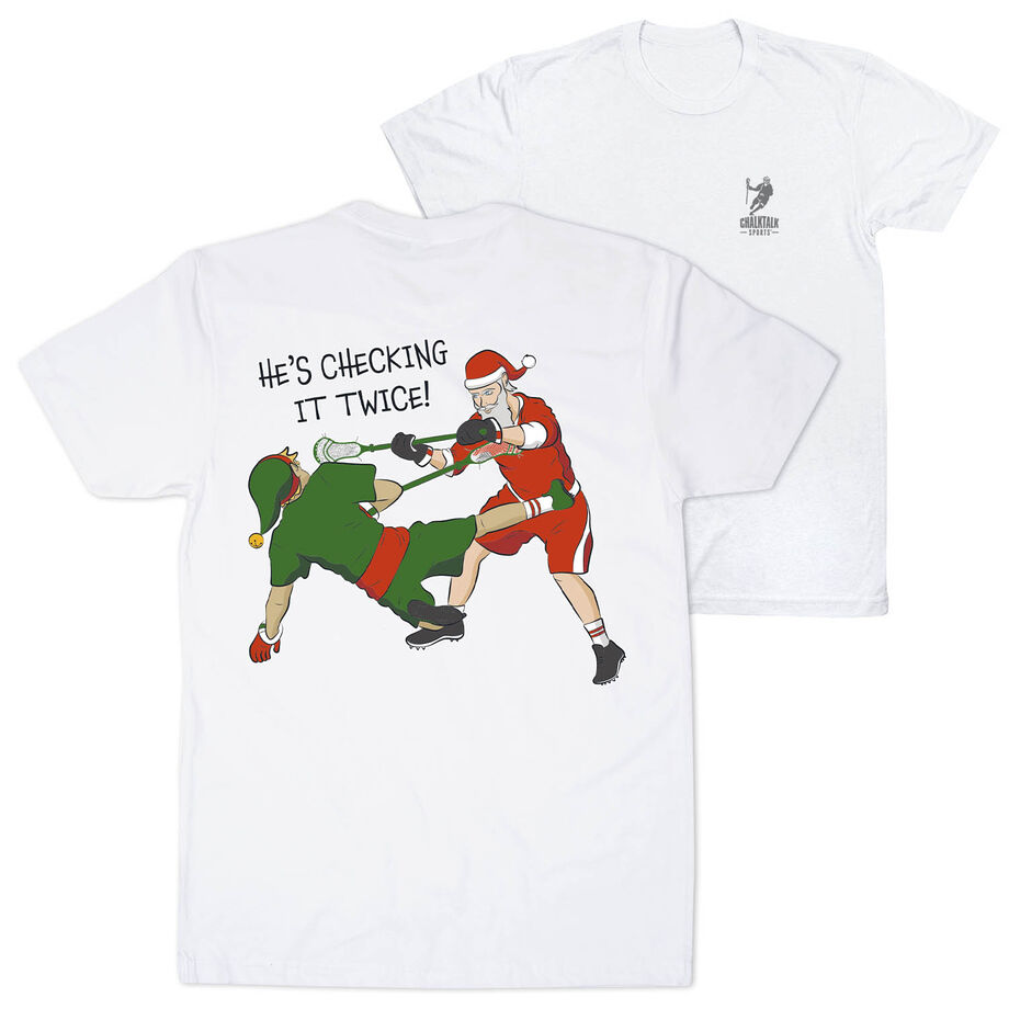 Guys Lacrosse Short Sleeve T-Shirt - Checking It Twice Lacrosse (Back Design)