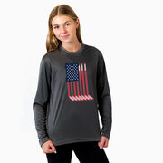 Hockey Long Sleeve Performance Tee - American Flag