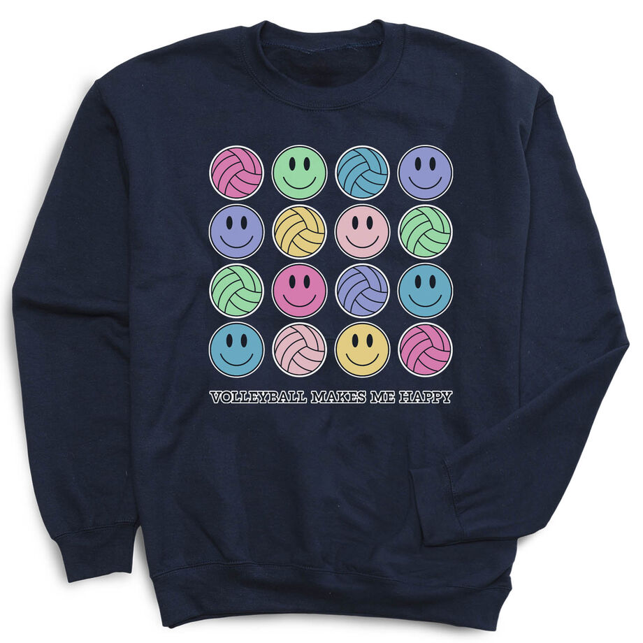 Volleyball Crewneck Sweatshirt - Volleyball Makes Me Happy