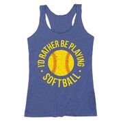 Softball Women's Everyday Tank Top - Rather Be Playing Softball Distressed