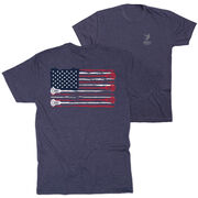 Guys Lacrosse Short Sleeve T-Shirt - American Flag (Back Design)