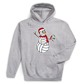 Volleyball Hooded Sweatshirt - Serving Holiday Cheer [Adult Small/Gray] - SS