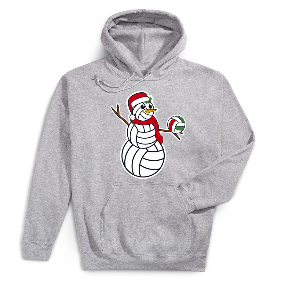 Volleyball Hooded Sweatshirt - Serving Holiday Cheer [Adult Small/Gray] - SS