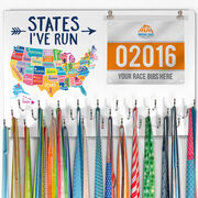 Running Large Hooked on Medals and Bib Hanger - States I've Run