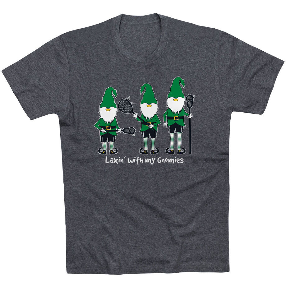 Guys Lacrosse  Short Sleeve T-Shirt - Laxin' With My Gnomies - Personalization Image