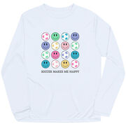 Soccer Long Sleeve Performance Tee - Soccer Makes Me Happy