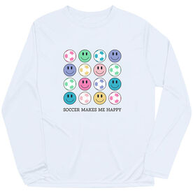 Soccer Long Sleeve Performance Tee - Soccer Makes Me Happy