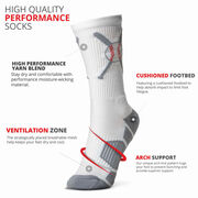 Baseball Woven Mid-Calf Socks - Crossed Bats - White