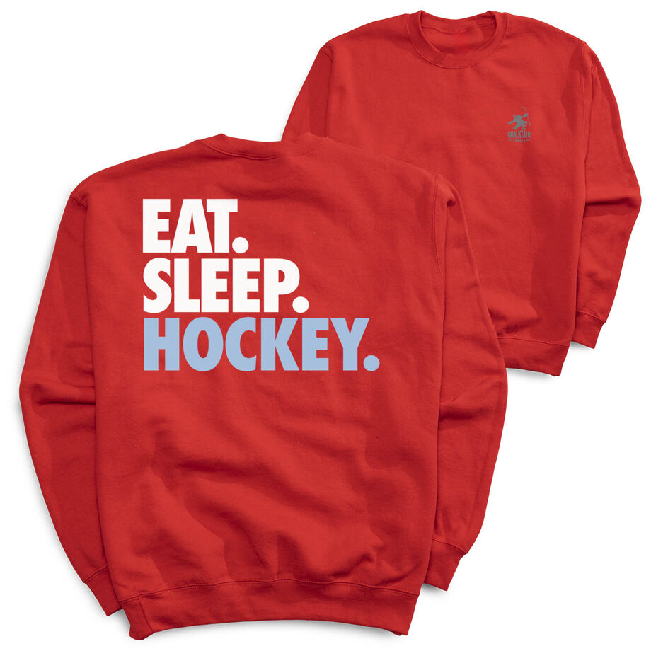 Hockey Crewneck Sweatshirt - Eat Sleep Hockey (Bold) (Back Design)