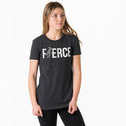 Field Hockey Women's Everyday Tee - Fierce Field Hockey Girl with Silver Glitter