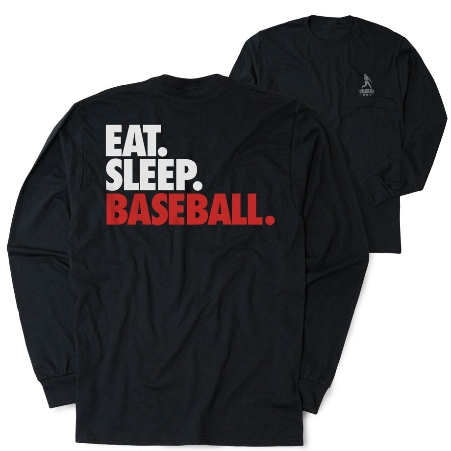 Baseball Tshirt Long Sleeve - Eat. Sleep. Baseball (Back Design)