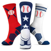 Baseball Woven Mid-Calf Sock Set - All-American