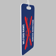 Skiing Bag/Luggage Tag - Personalized Text with Crossed Skis