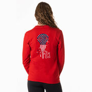 Girls Lacrosse Tshirt Long Sleeve - Patriotic Lax Girl (Back Design)
