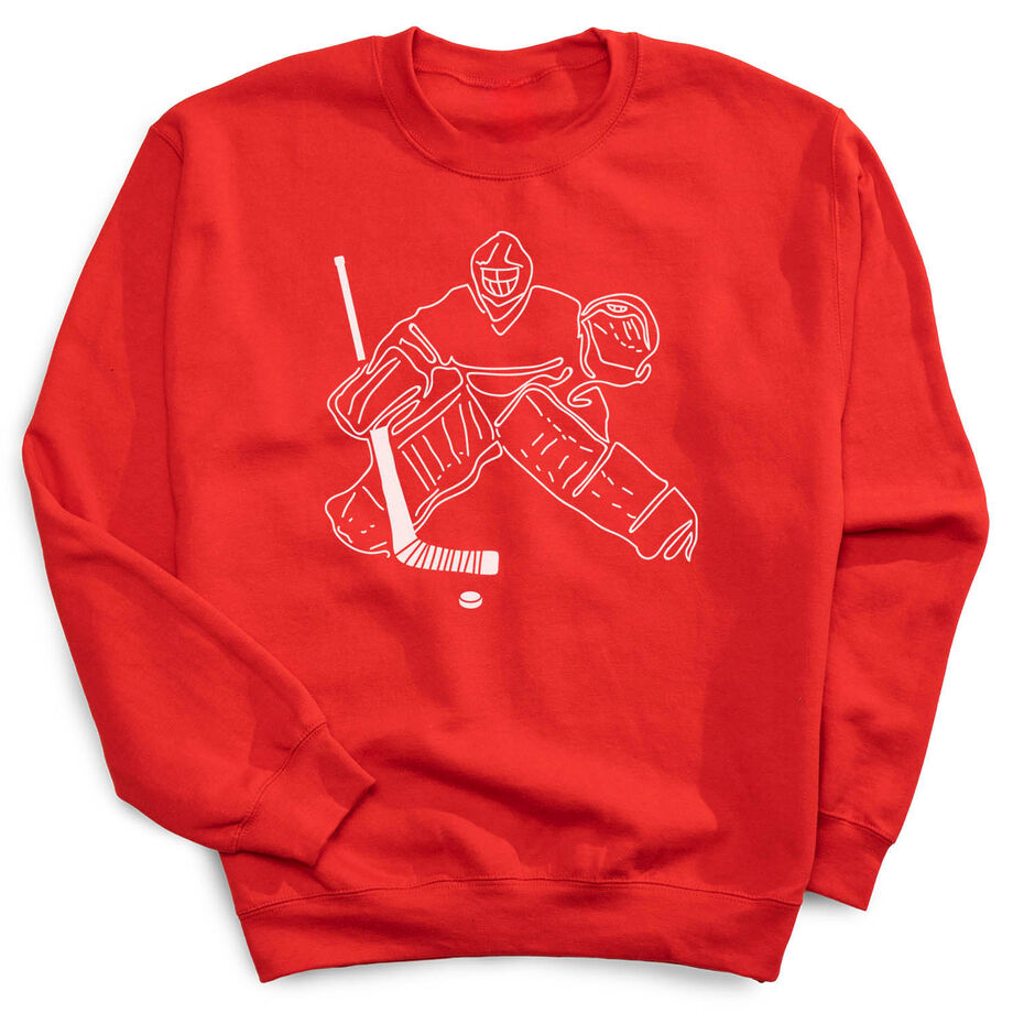Hockey Crewneck Sweatshirt - Hockey Goalie Sketch - Personalization Image