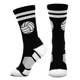 Volleyball Woven Mid-Calf Socks - Ball (Black/White)