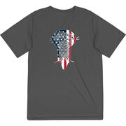 Guys Lacrosse Short Sleeve Performance Tee - Patriotic Stick