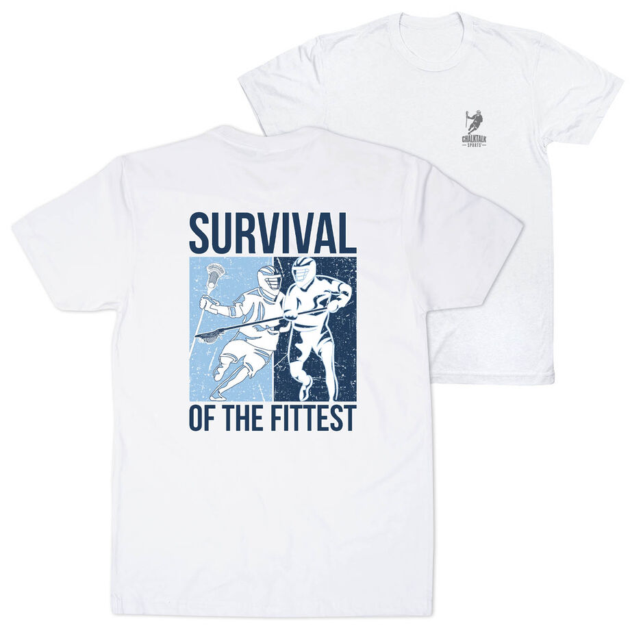 Guys Lacrosse Short Sleeve T-Shirt - Survival of the Fittest (Back Design)