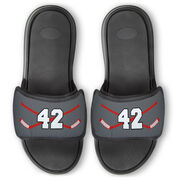 Hockey Repwell&reg; Slide Sandals - Hockey Crossed Sticks with Number