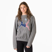 Soccer Crewneck Sweatshirt - Girls Soccer Stars and Stripes Player