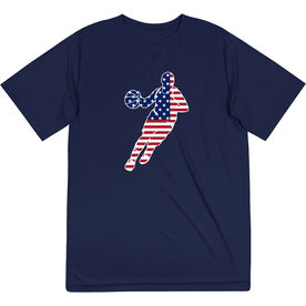 Basketball Short Sleeve Performance Tee - Basketball Stars and Stripes Player