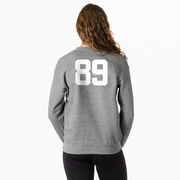 Girls Lacrosse Crewneck Sweatshirt - LuLa The LAX Dog (Blue)