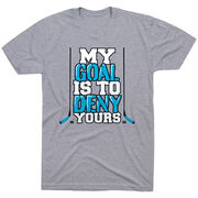 Hockey Tshirt Short Sleeve My Goal Is To Deny Yours Hockey (Blue/Black)