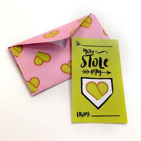 You Stole My Heart Softball Valentine's Day Card
