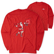Basketball Tshirt Long Sleeve - Slam Dunk Santa (Back Design)