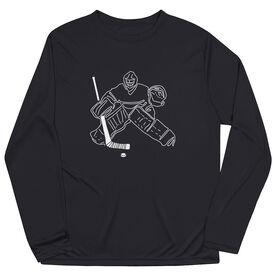 Hockey Long Sleeve Performance Tee - Hockey Goalie Sketch