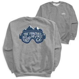 Skiing Crewneck Sweatshirt - The Mountains Are Calling (Back Design)