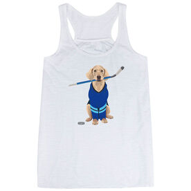 Hockey Flowy Racerback Tank Top - Puck The Hockey Dog