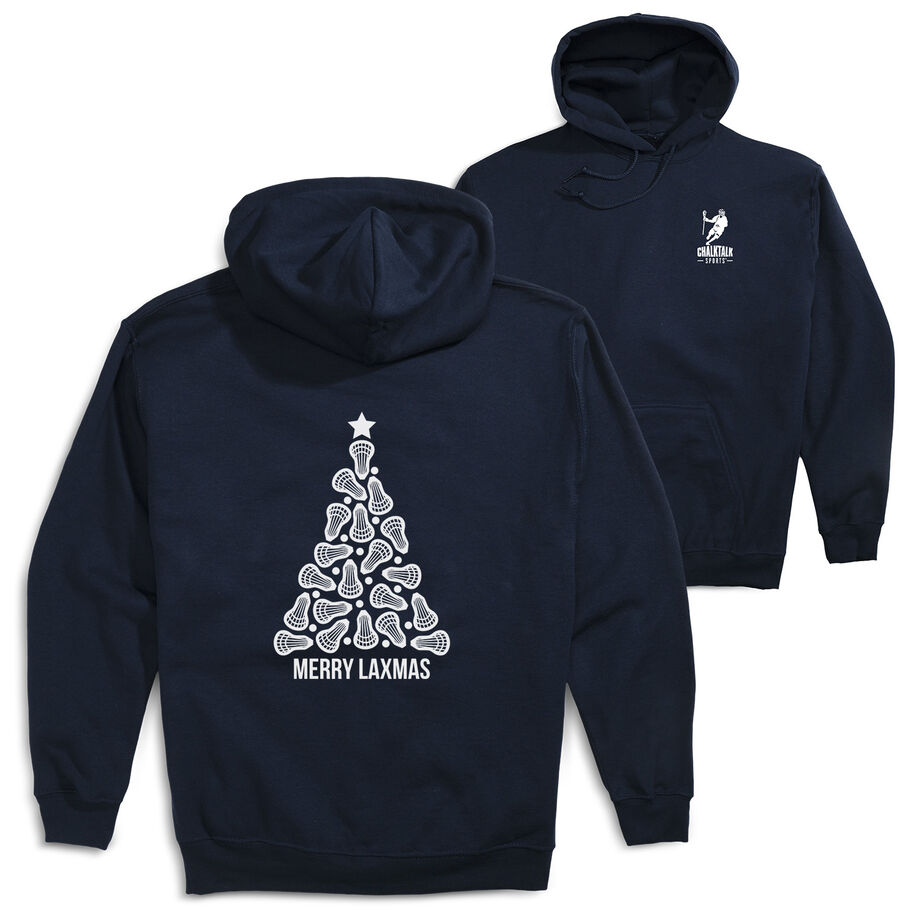 Lacrosse Hooded Sweatshirt - Merry Laxmas Tree (Back Design)