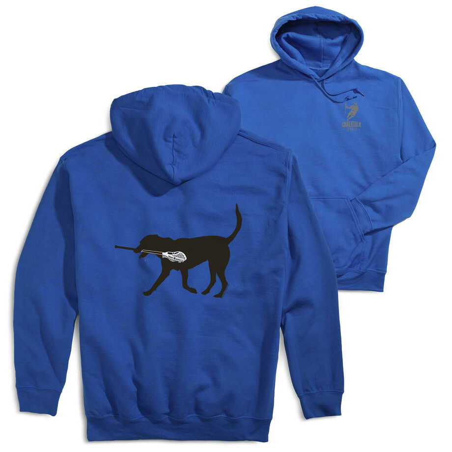 Guys Lacrosse Hooded Sweatshirt - Max The Lax Dog (Back Design)