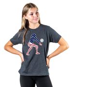 Volleyball T-Shirt Short Sleeve - Volleyball Stars and Stripes Player