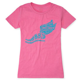 Cross Country Women's Everyday Tee Winged Foot Inspirational Words [Adult Small/Hot Pink] - SS