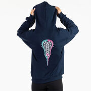 Girls Lacrosse Hooded Sweatshirt - Lacrosse Stick Heart (Back Design)