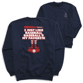 Baseball Crewneck Sweatshirt  - Baseball's My Favorite (Back Design)