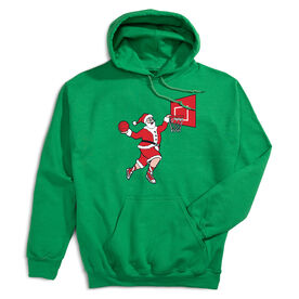 Basketball Hooded Sweatshirt - Slam Dunk Santa [Adult Small/Green] - SS
