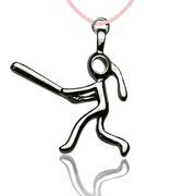 Silver Softball Girl (Stick Figure) Necklace