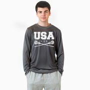 Guys Lacrosse Long Sleeve Performance Tee - USA