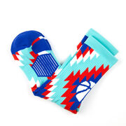 Basketball Woven Mid-Calf Socks - Aztec (Blue/Green)