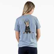 Hockey Short Sleeve T-Shirt - Hunter the Hockey Dog (Back Design)