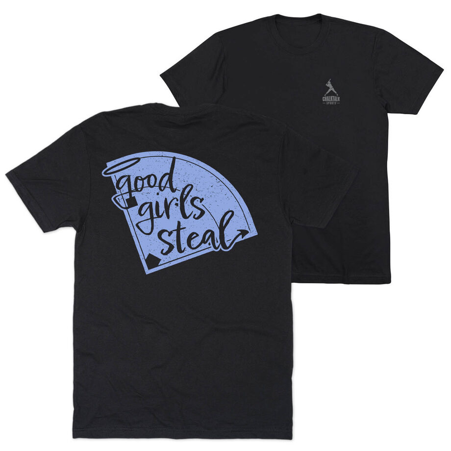Softball Short Sleeve T-Shirt - Good Girls Steal (Back Design)