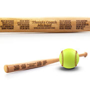 Engraved Mini Softball Bat - Thanks Coach With Roster